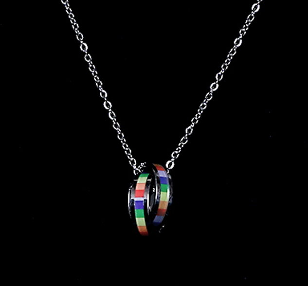 Rainbow Pride Titanium Steel Couple Necklace | Silver 50cm Couple Necklace Oasis Select
