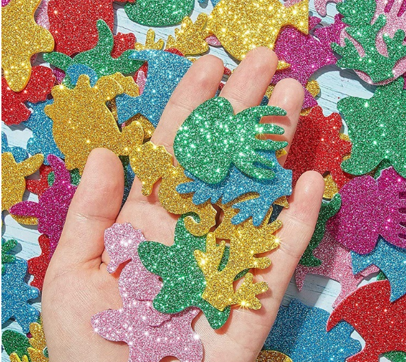 DIY Ocean Animal Glitter Foam Stickers for Kids – 6 Colors Kids Craft Stickers Oasis Select