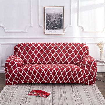 Red Elastic Sofa Cover | Floral Polyester Spandex Slipcover Sofa Slipcover Oasis Select