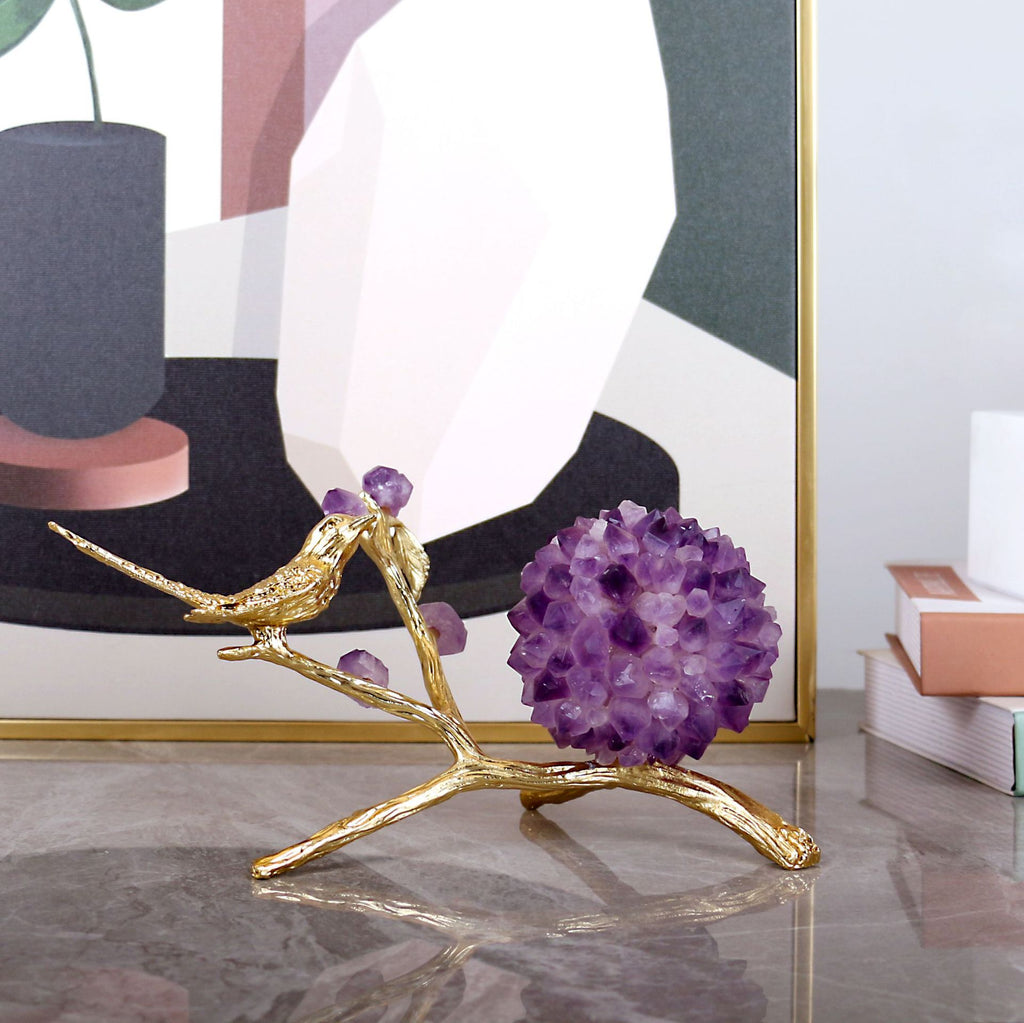 Modern Minimalist Natural Amethyst Sphere – Luxury Décor Decorative Sphere Oasis Select