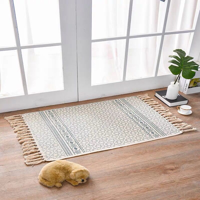 Nordic Cotton Linen Area Rug – Non-Slip, 60×90cm, 11 Designs Cotton Linen Area Rug Oasis Select Mediterranean 60x90