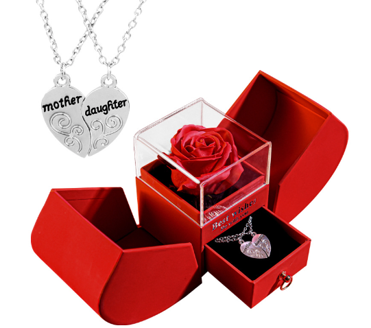 White Gold Necklace with Real Rose – Elegant Pendant Rose Pendant Necklace Oasis Select 7