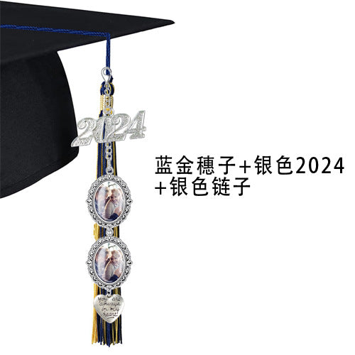 DIY 2024 Graduation Photo Frame with Tassels & Gems Graduation Photo Frame Oasis Select Blue Gold