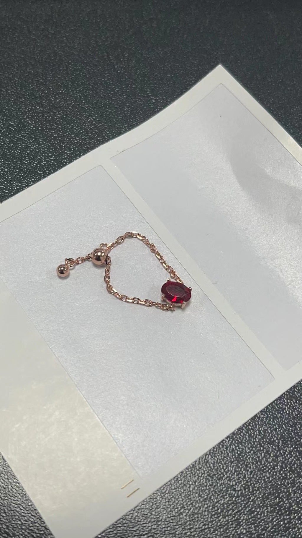 Adjustable Finger Chain Ring – Korean Style Silver Jewelry Fashion Ring Oasis Select Gold red oval