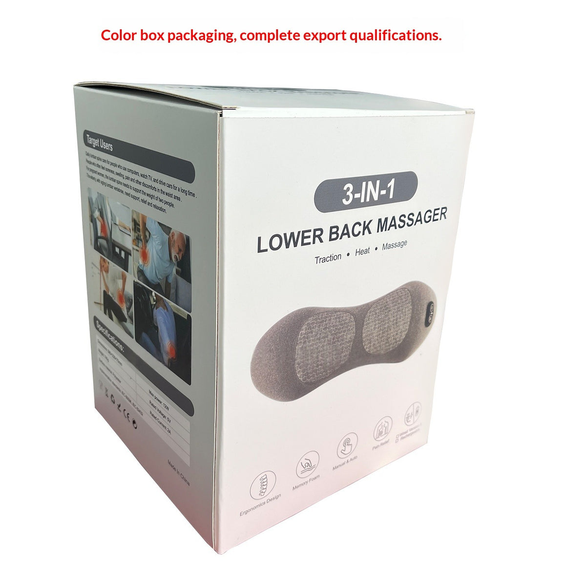 Memory Foam Airbag Lumbar Cushion with 3 Massage Modes Massage Lumbar Cushion Oasis Select