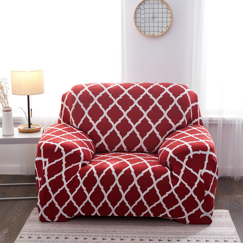 Red Elastic Sofa Cover | Floral Polyester Spandex Slipcover Sofa Slipcover Oasis Select
