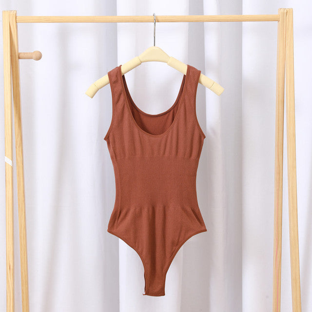 Women's Tummy Control Fitted Pants & U-Back Tank Top Women's Clothing Set Oasis Select chocolate F(45-65KG)