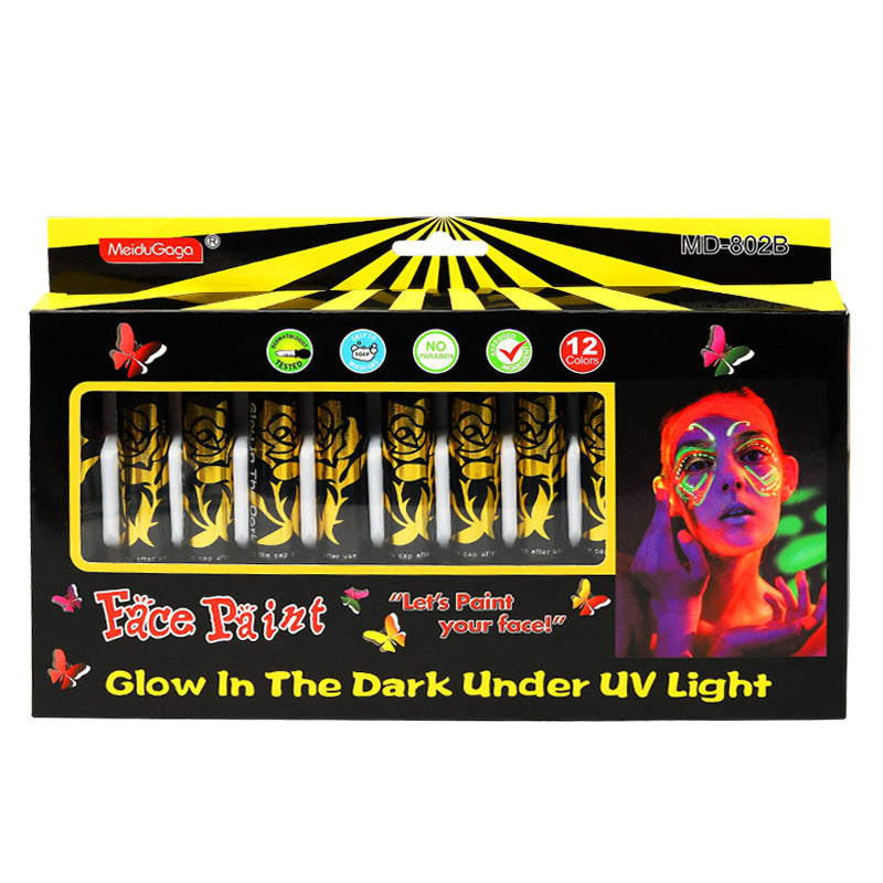 Glow-in-the-Dark Face Paint Crayon Set – 6 or 12 Colors Face Paint Crayon Set Oasis Select