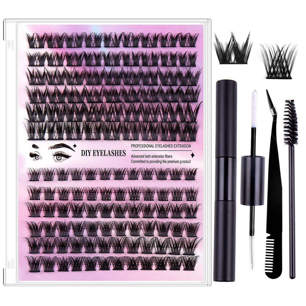 Segmented Fishtail False Eyelashes DIY Lash Kit | Oasis Select False Eyelash Kit Oasis Select Black Double-headed Glue Brush Tweezers Style11