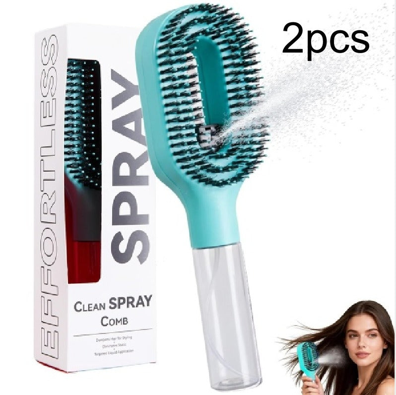 2-in-1 Spray Comb Hairbrush with Scalp Massage & Mist Bottle Spray Comb Hairbrush Oasis Select Light Blue 2PCS
