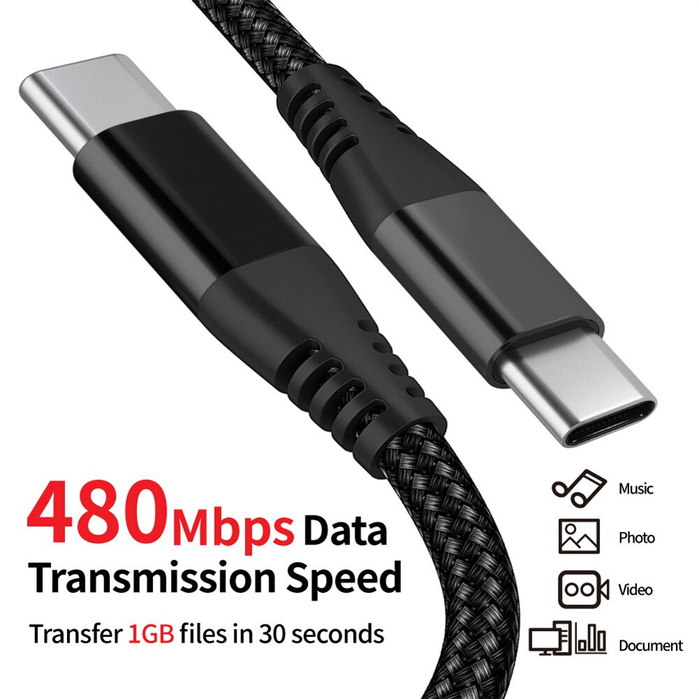 USB-C to USB-C Cable 60W Fast Charging | Nylon Braided USB-C Charging Cable Oasis Select