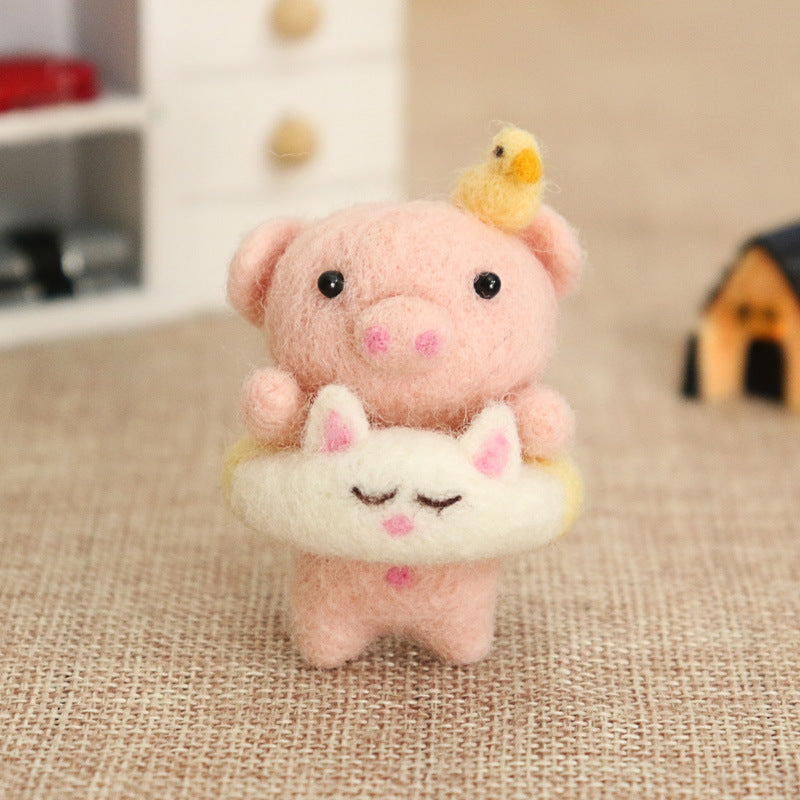 Wool Felt DIY Kit – Beginner Handmade Piggy Dolls | 4 Styles Felt Craft Kit Oasis Select