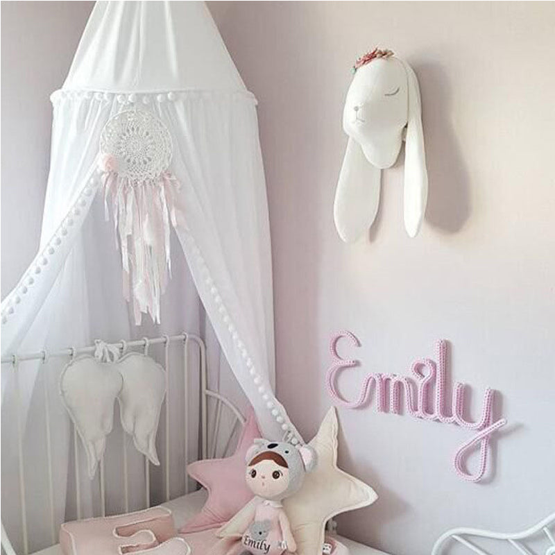 Kids Pom Pom Canopy Bed Tent & Mosquito Net | 240cm Dome Kids Bed Canopy Oasis Select