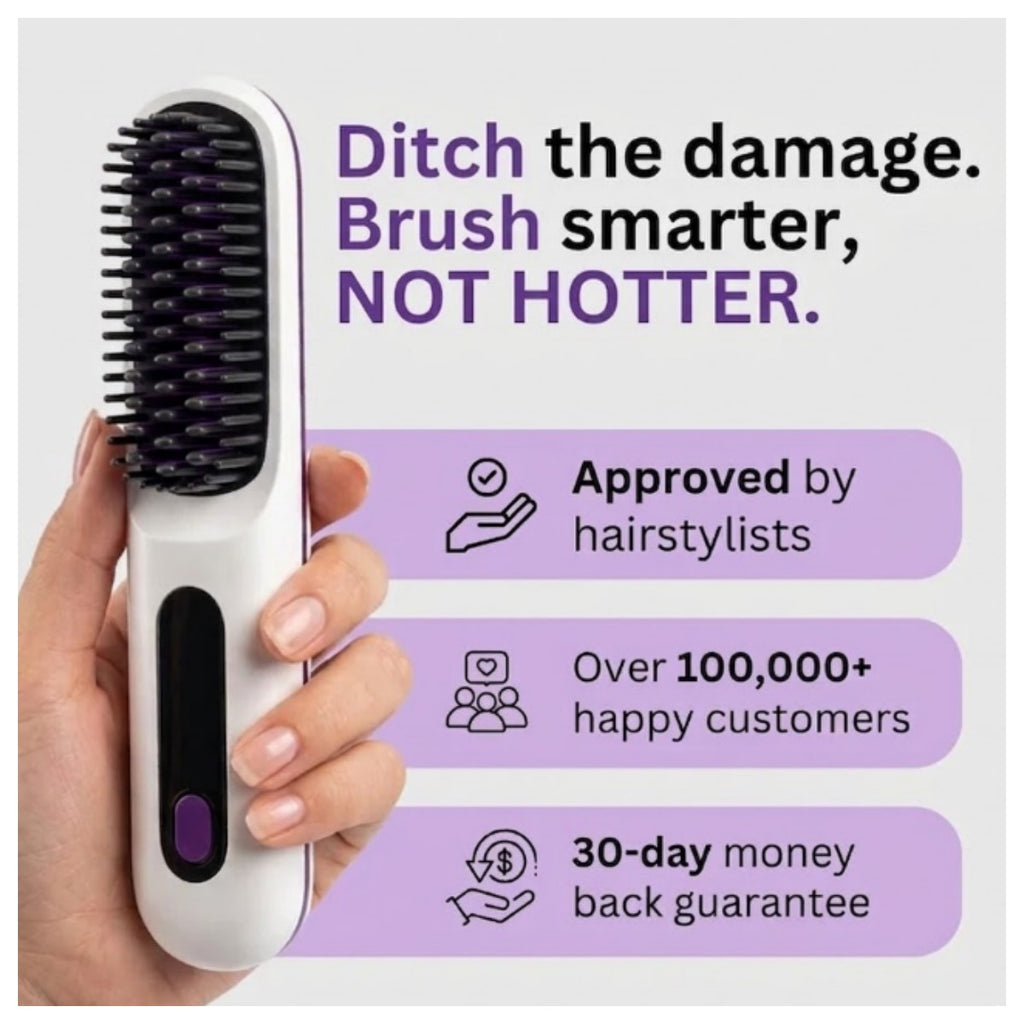 GoBrush PRO Cordless Straightening Brush | Travel Hair Tool Cordless Hair Brush Oasis Select