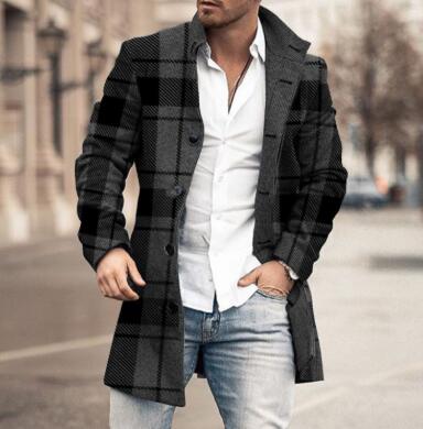 Men's Woolen Stand Collar Medium Long Coat | M–4XL Men's Woolen Coat Oasis Select New Dark green L