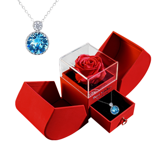 White Gold Necklace with Real Rose – Elegant Pendant Rose Pendant Necklace Oasis Select