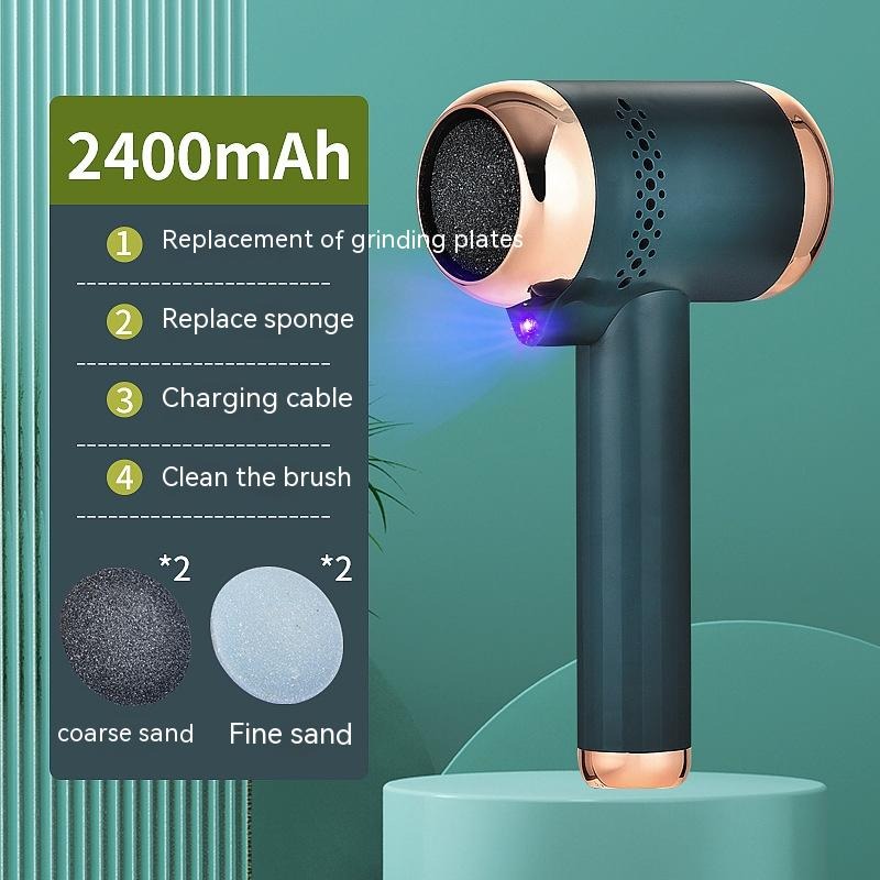 Electric Foot Scrubber with UV Light – Rechargeable Pedicure Tool Electric Foot Scrubber Oasis Select Dark Green 2400mAh 2 grinding head