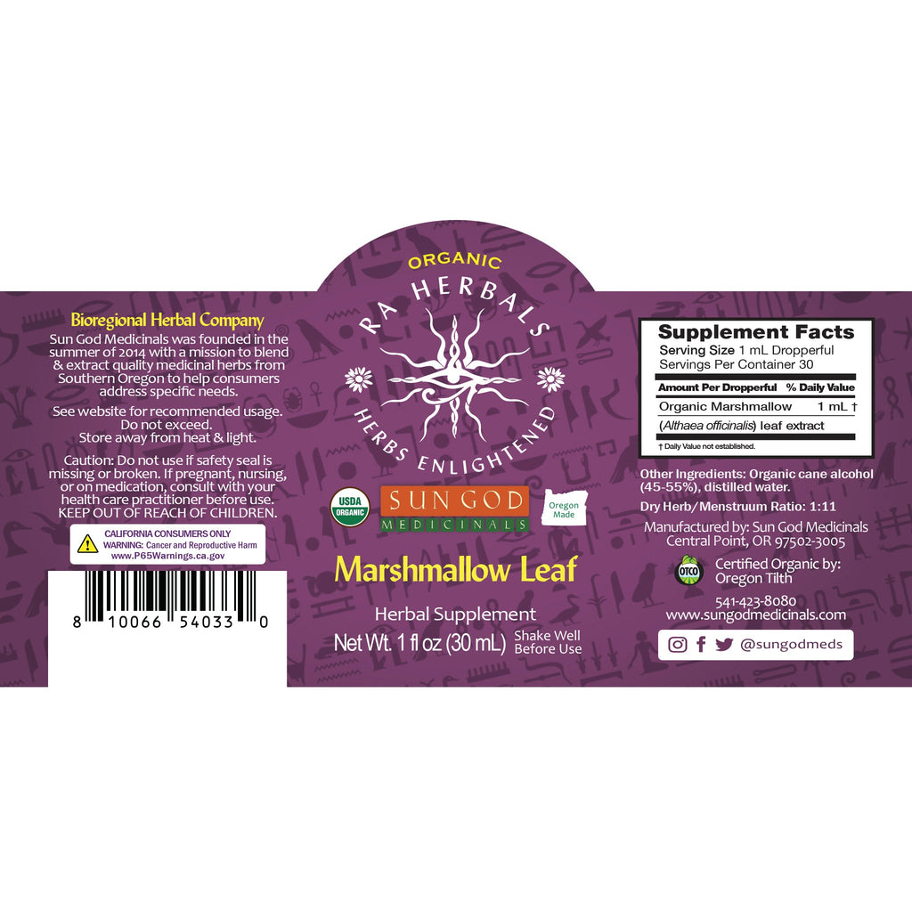 Organic Marshmallow Leaf Tincture – Ra Herbals | Herbal Extract Herbal Tincture Oasis Select