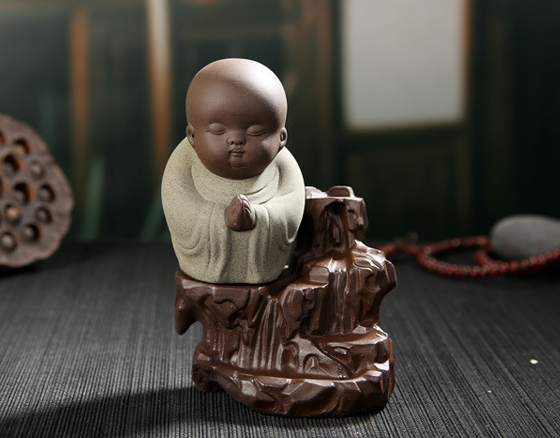 Purple Clay Monk Incense Burner | Ceramic Desktop Décor Incense Burner Oasis Select Yellow 2