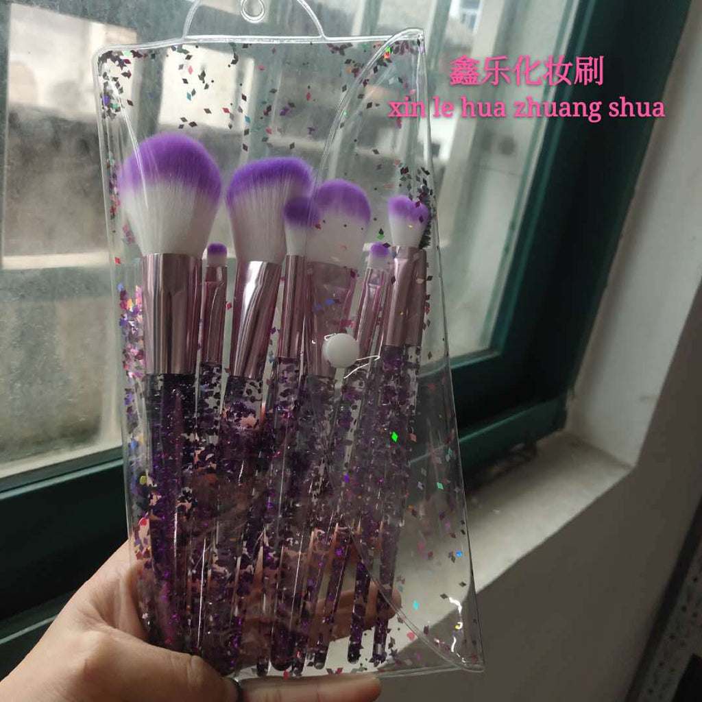 10-Piece Makeup Brush Set – Blend, Contour & Highlight Makeup Brush Set Oasis Select Purple quicksand bag