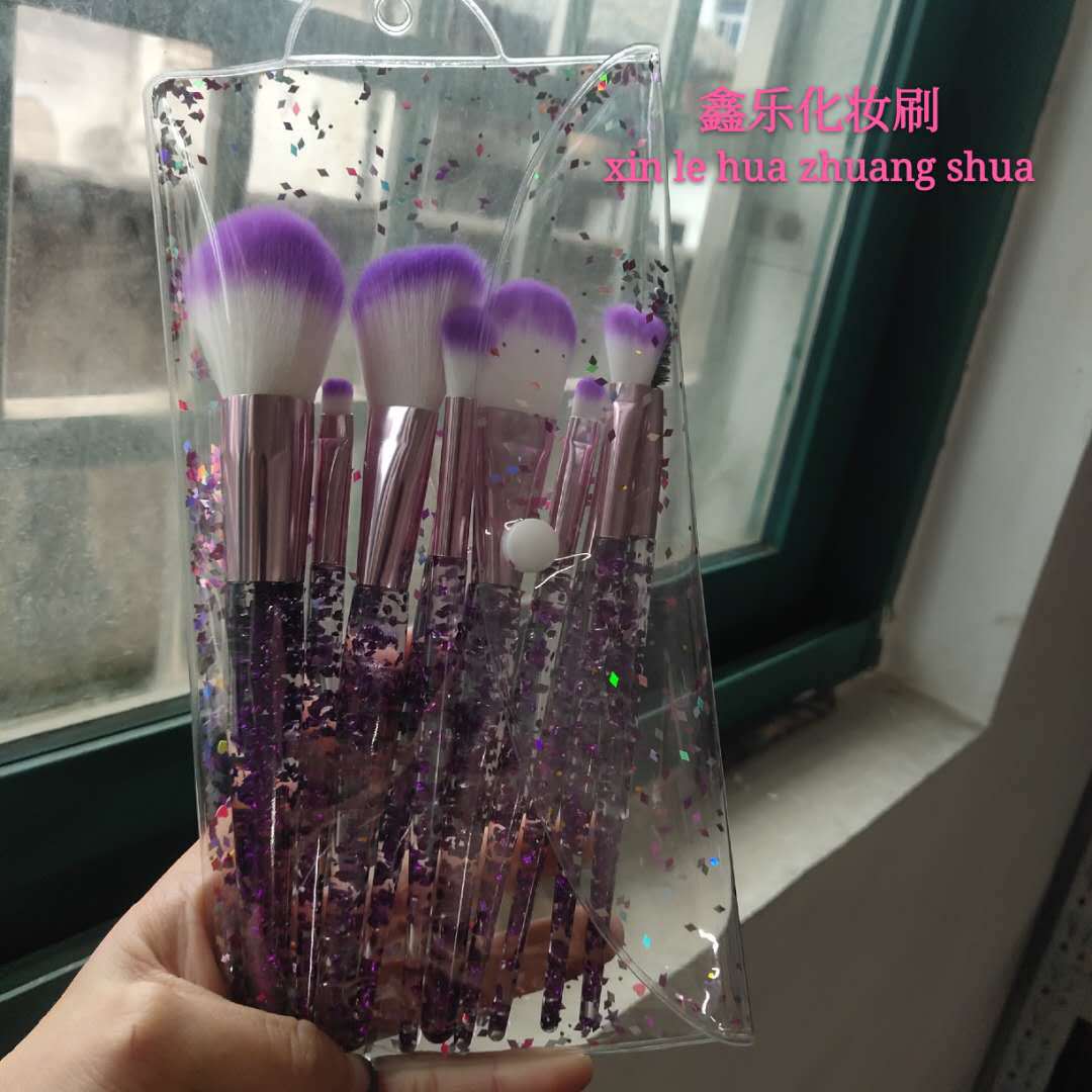 10-Piece Makeup Brush Set – Blend, Contour & Highlight Makeup Brush Set Oasis Select Purple quicksand bag