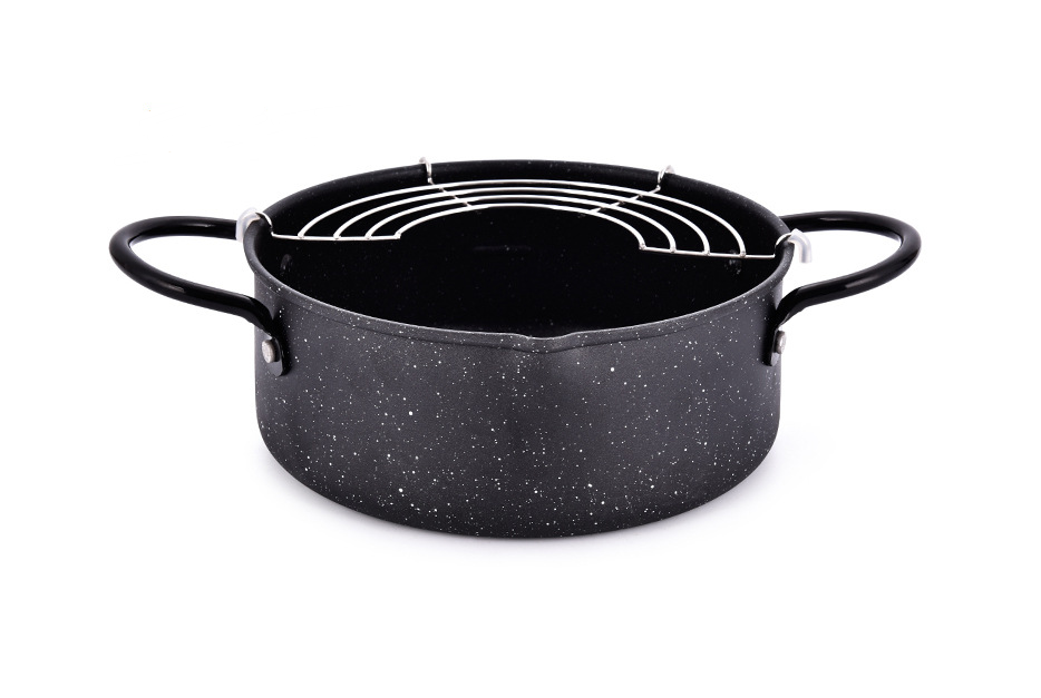 Japanese Oil-Saving Frying Pot – 20cm Non-Stick Iron Fryer Deep Frying Pot Oasis Select