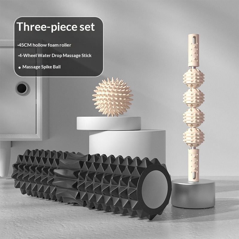 Dual-Zone Foam Roller Set – Massage Stick & Spike Ball Foam Roller Set Oasis Select Black 45cm Hollow