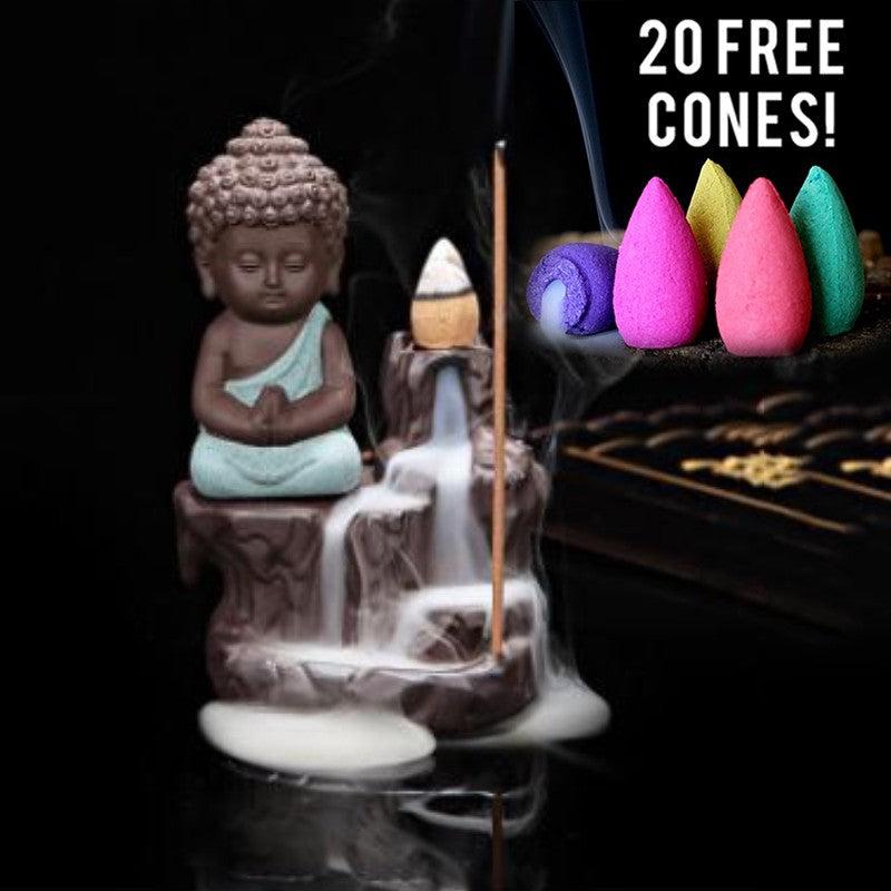 Purple Clay Monk Incense Burner | Ceramic Desktop Décor Incense Burner Oasis Select