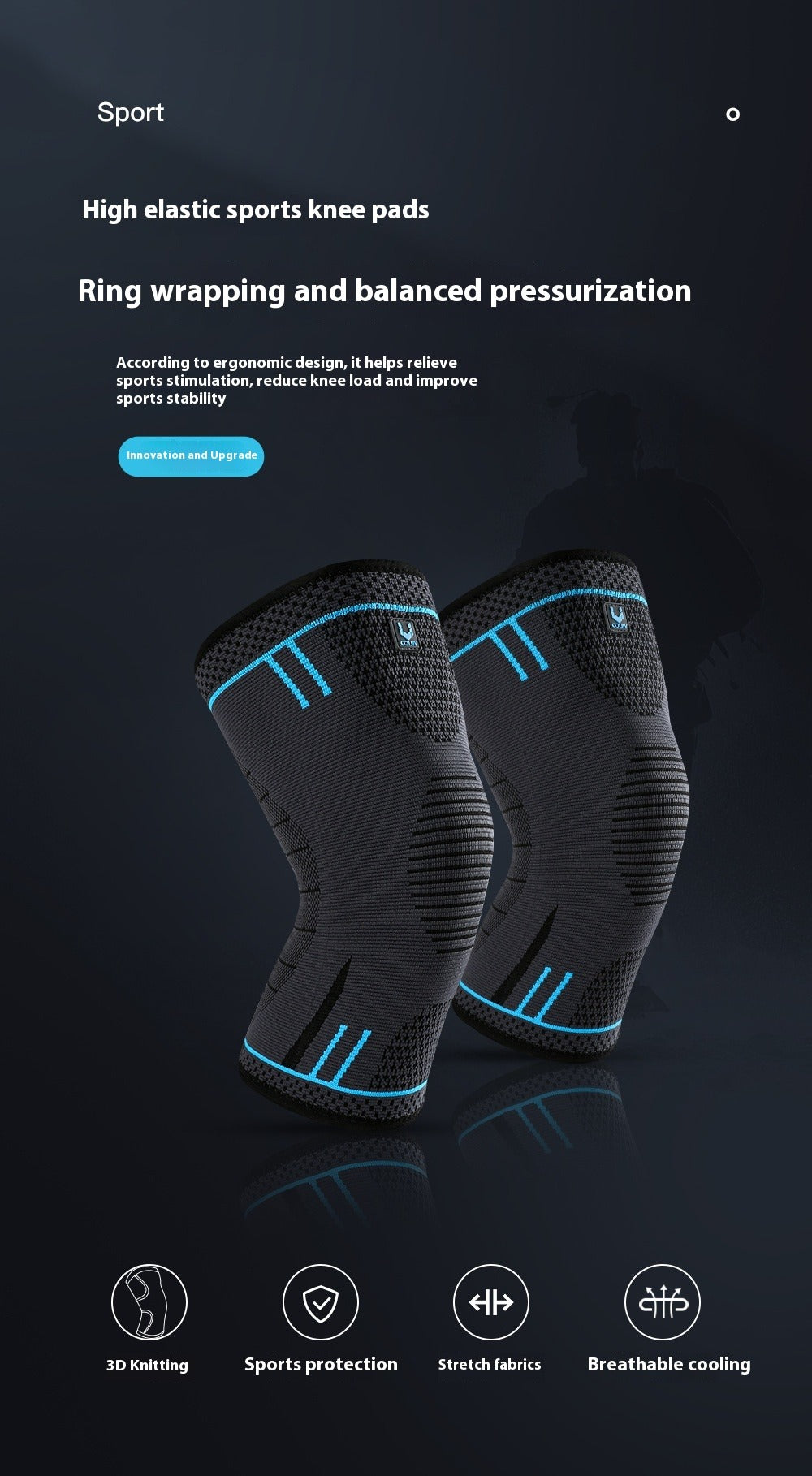 Anti-Slip Knee Pad for Outdoor Fitness, Running & Cycling Sports Knee Pad Oasis Select