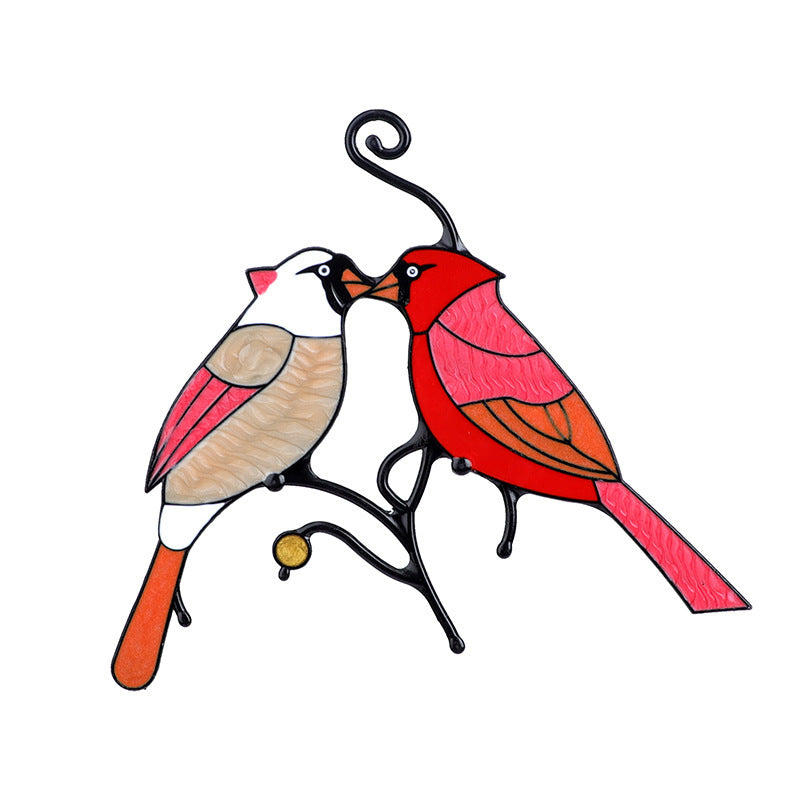 Colorful Metal Bird Pendant Ornament | Home Decor Gift Decorative Bird Ornament Oasis Select Two Kissing Birds
