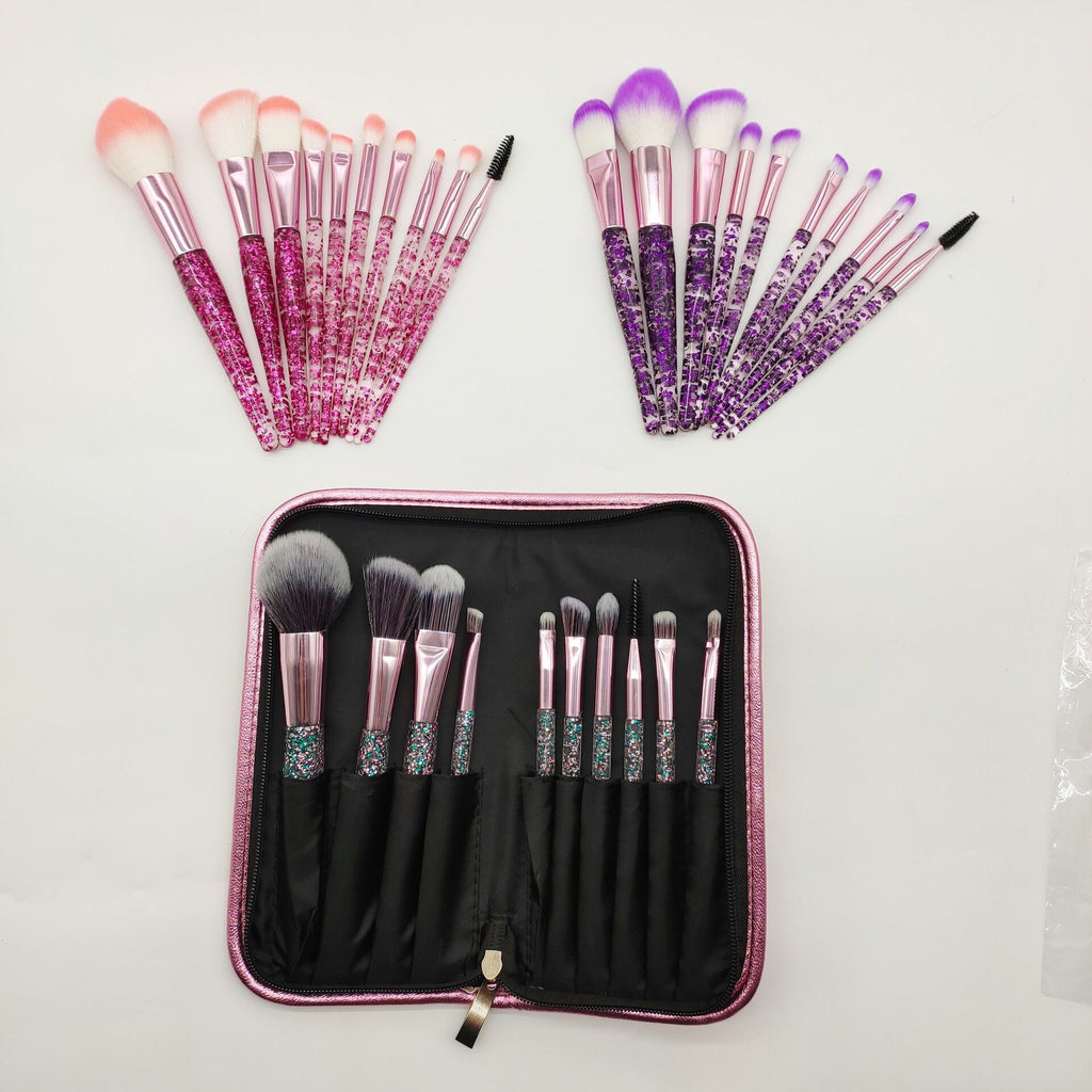 10-Piece Makeup Brush Set – Blend, Contour & Highlight Makeup Brush Set Oasis Select Green Zipper Bag