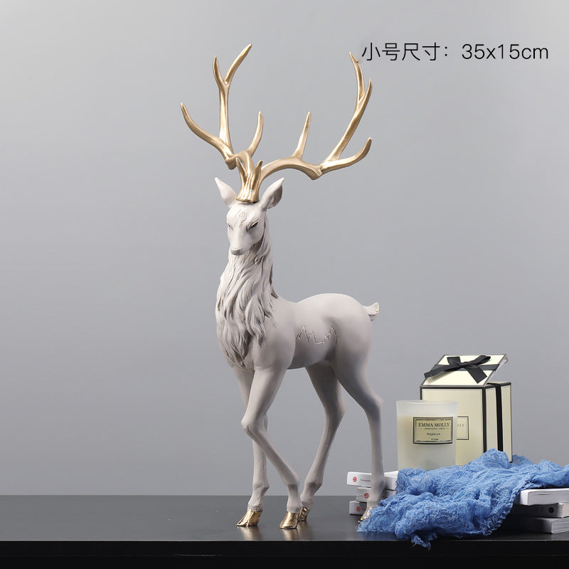 Elegant Resin Deer Figurine | Luxury Home Decor & Gift Decorative Figurine Oasis Select Deer Mind-Standing-Curry (Trumpet)