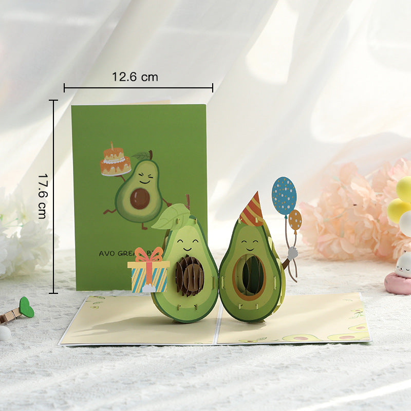 3D Avocado Birthday Card – Handcrafted Pop-Up Gift Card Pop-Up Greeting Card Oasis Select
