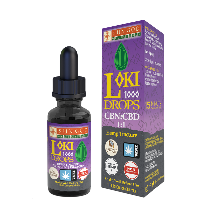 Loki 1000 Full-Spectrum Hemp Drops | 1:1 CBN CBD 1000mg Hemp Wellness Drops Oasis Select