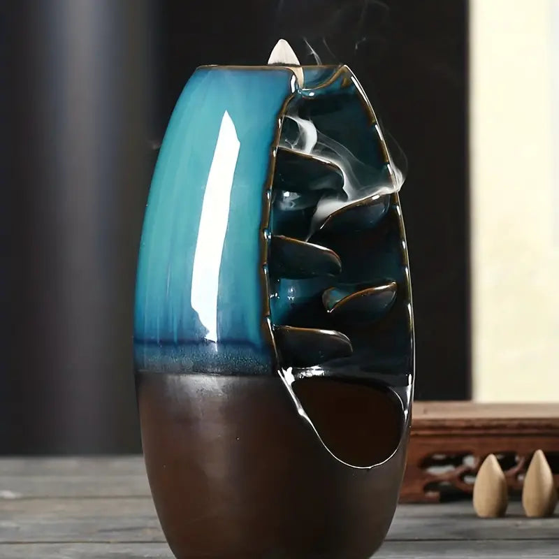 Ceramic Backflow Incense Burner | Waterfall Effect Home Decor Incense Burner Oasis Select
