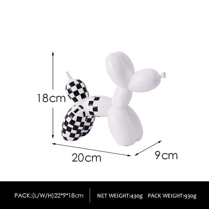Colorful Balloon Dog Figurine | European Water Transfer Art Decor Decorative Figurine Oasis Select Black grid on white