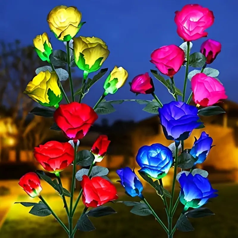 Color-Changing Solar Garden Rose Lights – Set of 5 Solar Garden Lights Oasis Select