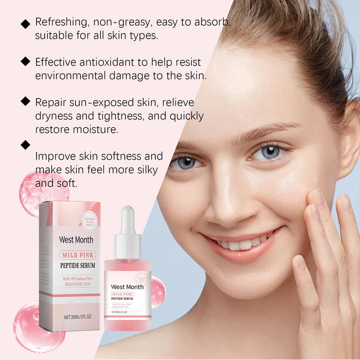 Facial Peptide Glow Serum – Hyaluronic & Copper Tripeptide Facial Serum Cream Oasis Select