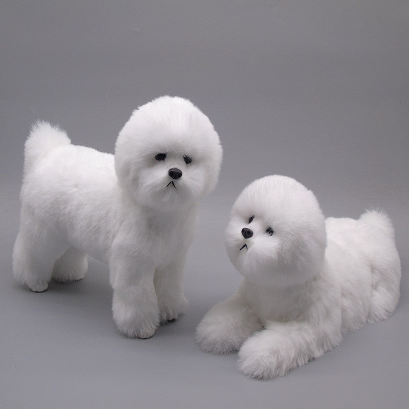 Realistic Plush Bichon Frise Dog Model | Lifelike Home Décor Decorative Dog Figurine Oasis Select