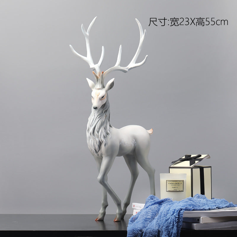 Elegant Resin Deer Figurine | Luxury Home Decor & Gift Decorative Figurine Oasis Select Deer Mind-Standing-Morandi Grey