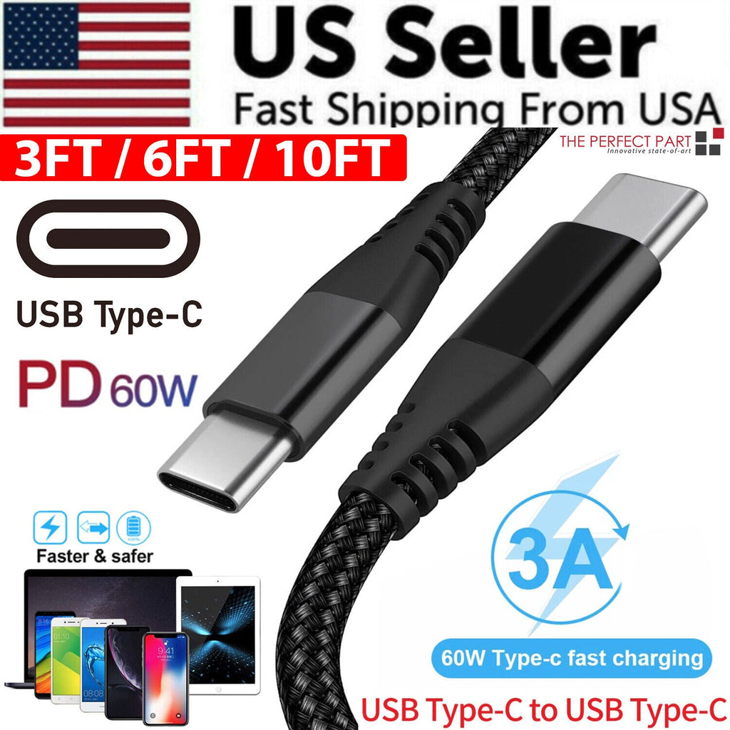 USB-C to USB-C Cable 60W Fast Charging | Nylon Braided USB-C Charging Cable Oasis Select