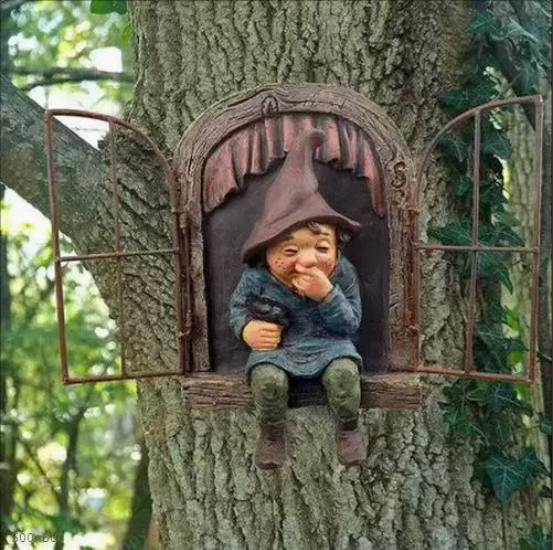 Elf Out The Door Garden Gnome Statue | Tree Hugger Decor Garden Gnome Statue Oasis Select Women