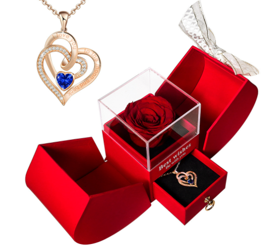 White Gold Necklace with Real Rose – Elegant Pendant Rose Pendant Necklace Oasis Select 9