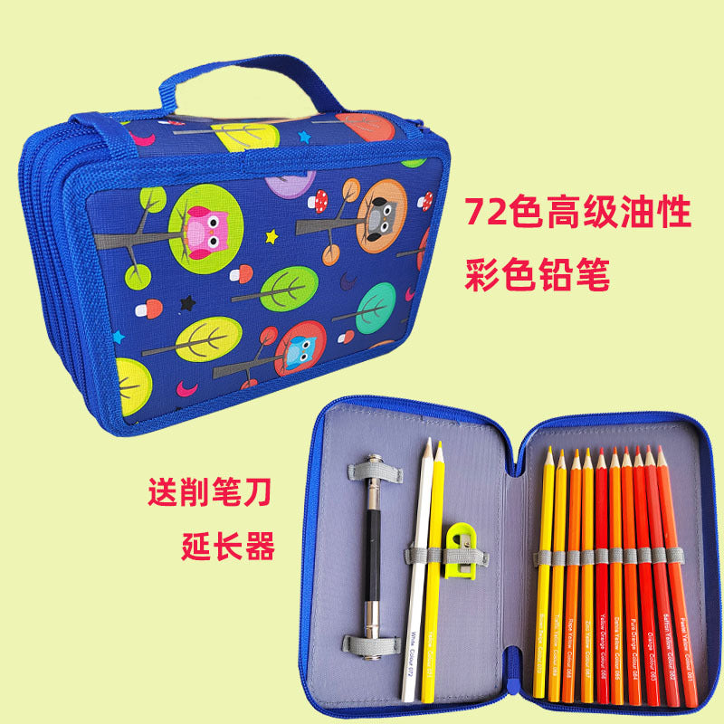 72-Color Premium Oil-Based Colored Pencil Set with Carry Case Colored Pencil Set Oasis Select 72 colors / 72-color advanced oily color lead Blue Bag