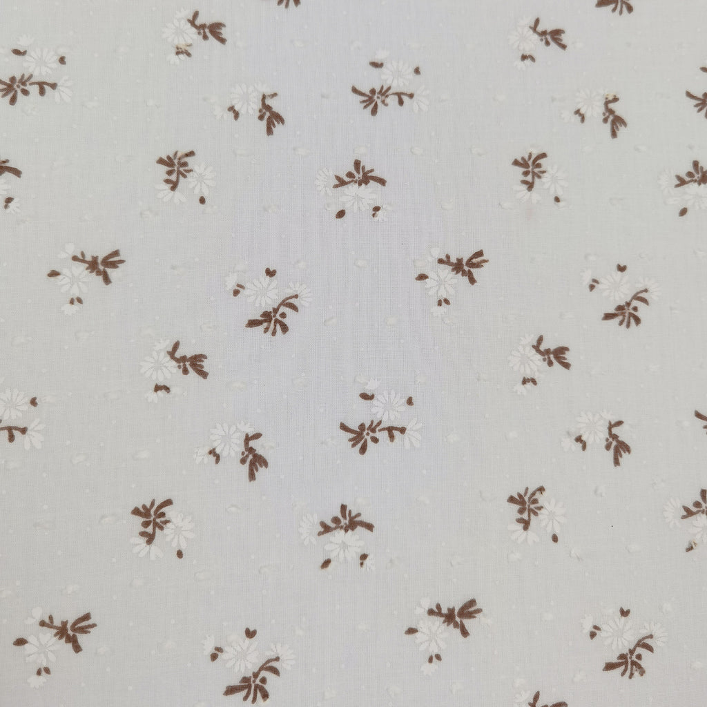 Daisy Embroidery Cotton Fabric 140cm – Kids Dress & Sewing Embroidery Cotton Fabric Oasis Select beige
