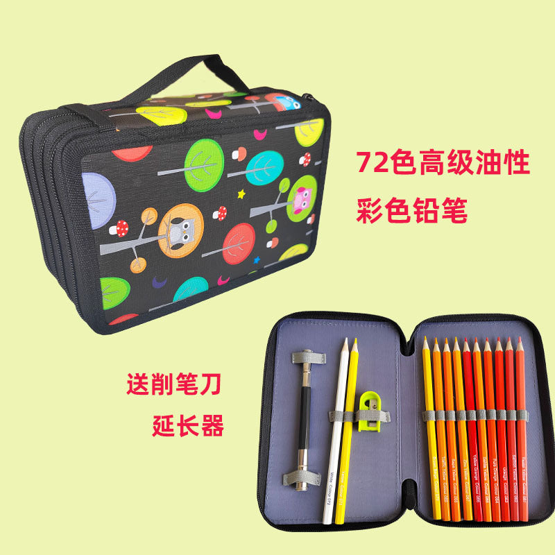 72-Color Premium Oil-Based Colored Pencil Set with Carry Case Colored Pencil Set Oasis Select 72 colors / 72-color advanced oily color lead black bag