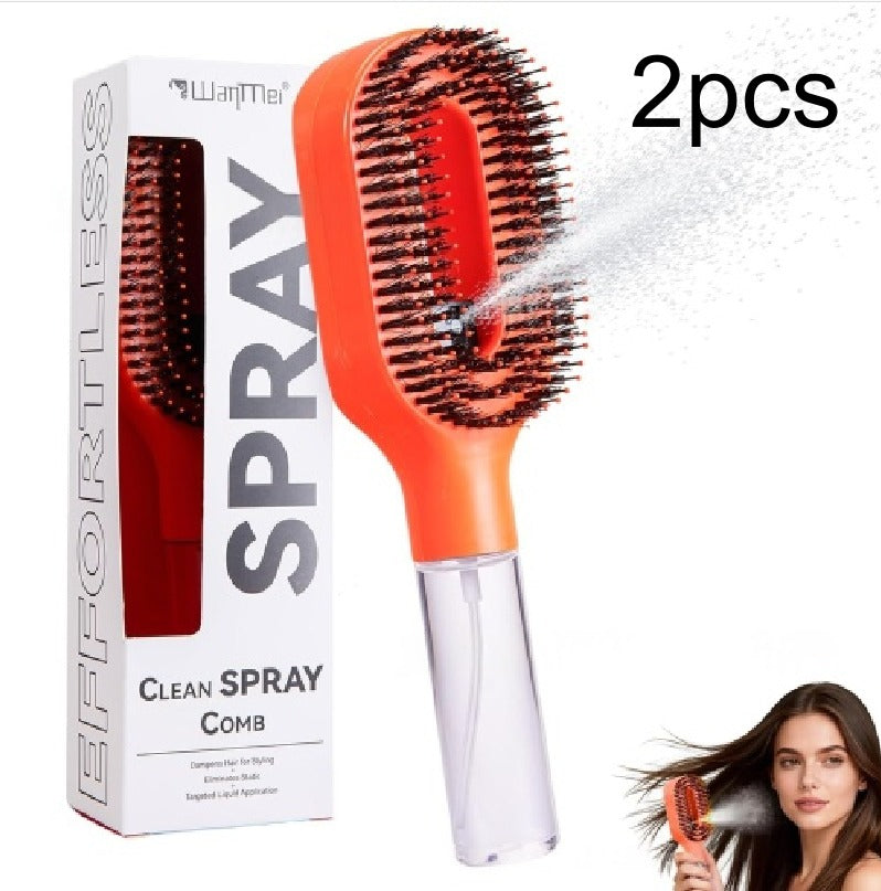 2-in-1 Spray Comb Hairbrush with Scalp Massage & Mist Bottle Spray Comb Hairbrush Oasis Select Orange 2PCS