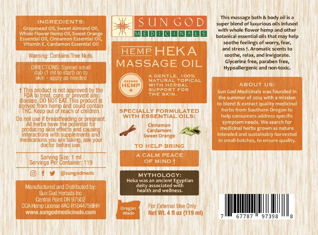 Heka Hemp Massage Oil 4 oz – Full Spectrum Natural Blend Hemp Massage Oil Oasis Select