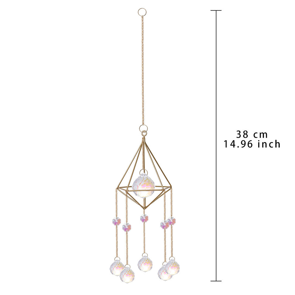 Golden Sun Catcher AB Crystal Pendant | Rainbow Light Decor Crystal Sun Catcher Oasis Select Air rack pendant-five ball AB color empty