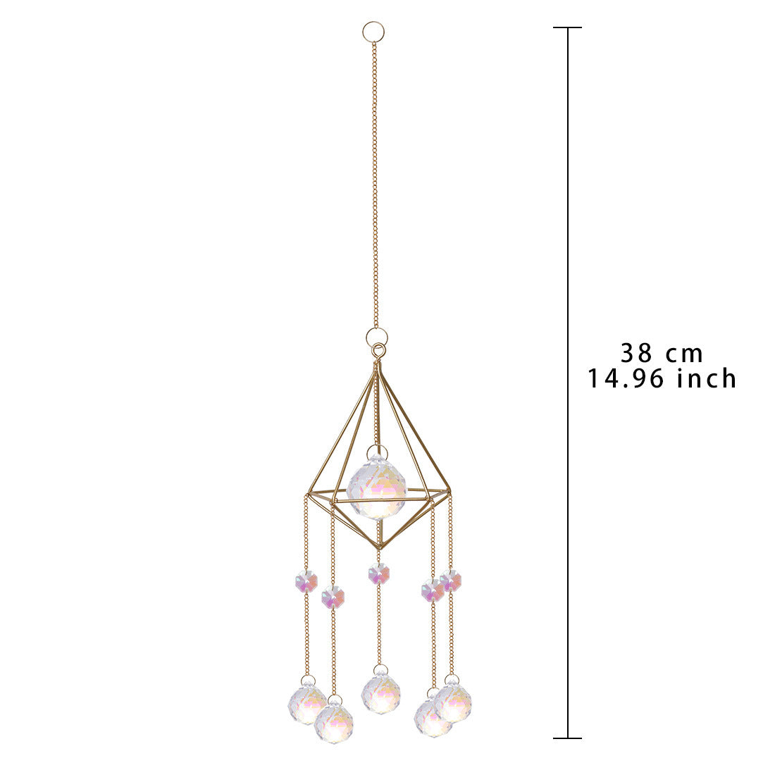 Golden Sun Catcher AB Crystal Pendant | Rainbow Light Decor Crystal Sun Catcher Oasis Select Air rack pendant-five ball AB color empty